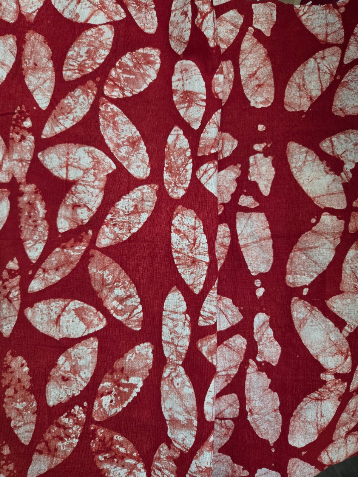 Crimson Ripple Leaf Adire